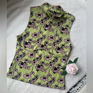 NWOT Zara floral sleeveless turtleneck top